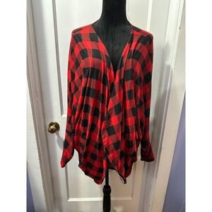 Michelle Mae Red Plaid Cocoon Cardigan in 2X NWT